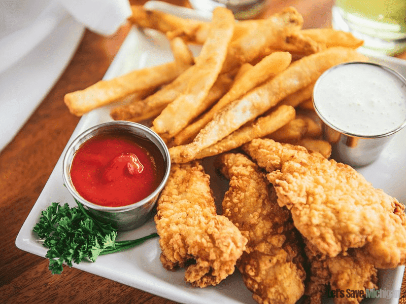 White Buffalo's wings and fries